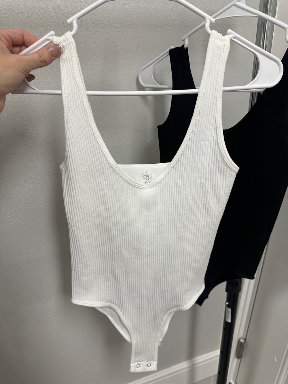 Bundle of 4 Ribbed Bodysuits Black White Blue Small / Medium Stretch Fit - Picture 6 of 9
